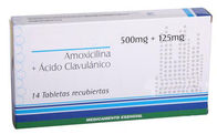 Amoxicilina e tabuletas 250mg+125mg do potássio de Clavulanate, 500mg+125mg, antibióticos orais das medicamentações 875mg+125mg