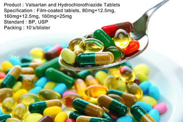 Tabuletas Filme-revestidas das tabuletas de Valsartan e de Hydrochlorothiazide, 80mg+12.5mg, 160mg+12.5mg, 160mg+25mg