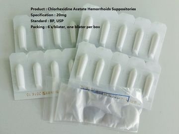 Supositório do Hemorrhoid do acetato do Chlorhexidine, supositório retal